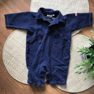 5 for $10 !SALE Baby Romper Blue Navy Collar